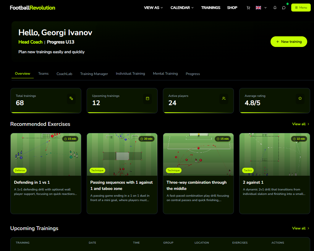 Coach Dashboard Preview