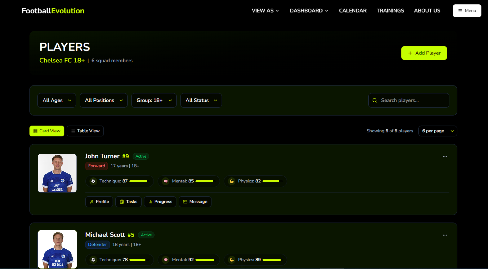 Coach Dashboard Interface