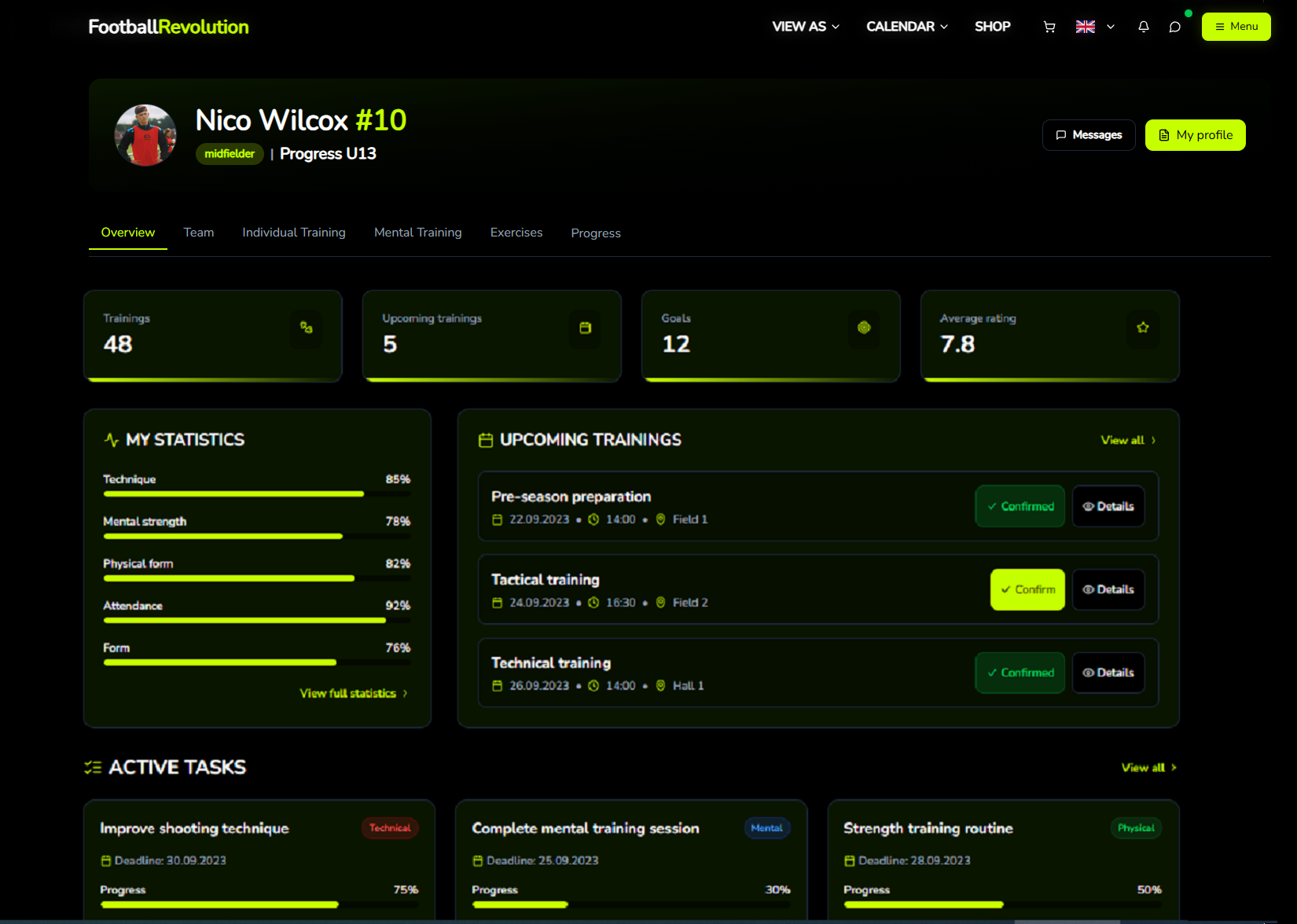 Player Dashboard Preview