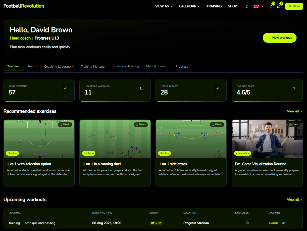 Coach Dashboard Preview
